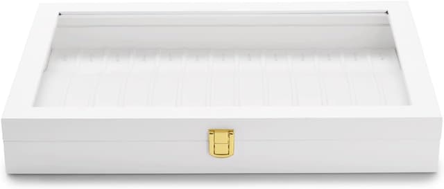 Thumbnail 2 de Papten Bandeja apilable para joyas con tapa de piel, blanca