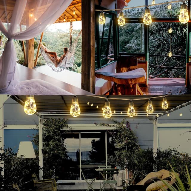 Thumbnail 6 de A.bigwhale Lichterkette Aussen Strom mit Timer und 20 Vintage-Glühbirnen, 8 Modi (Warmweiß, 6 m)