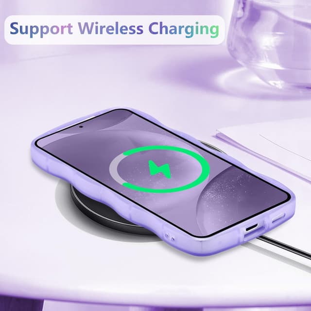 Detalle de ZTOFERA Galaxy A15 4G/5G Case (6.5") — Curly Wave TPU Cover with Rainbow Star Glitter, Clear TPU Shockproof Phone Protection