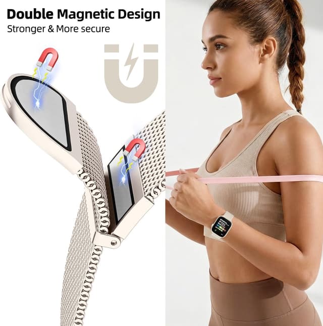 Detalle 2 de Higgs stainless steel magnetic mesh strap for Apple Watch (compatible 38mm–49mm)