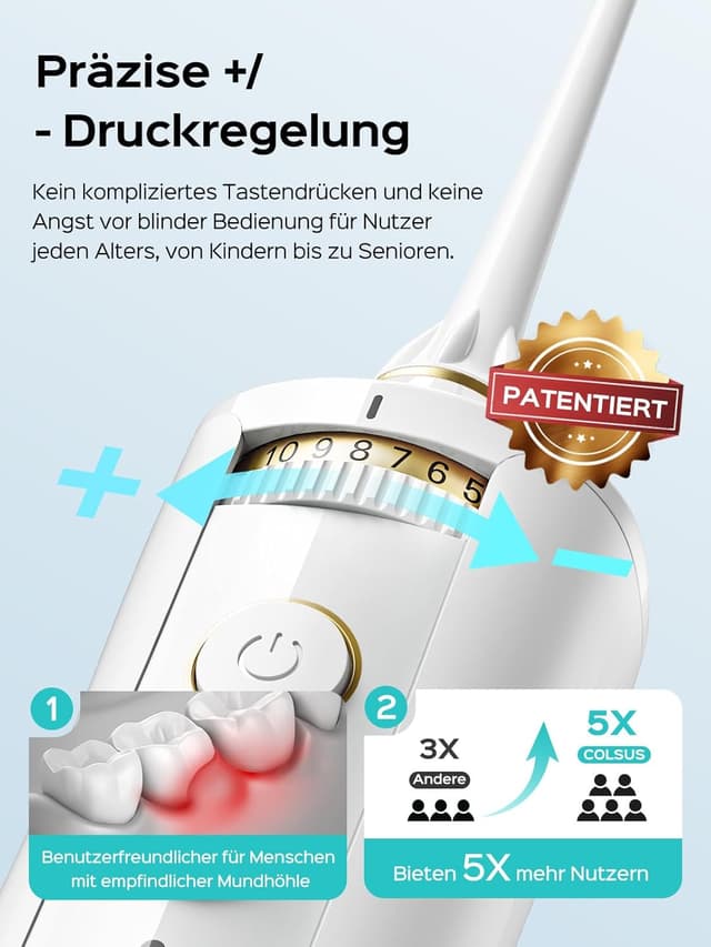 Detalle 2 de COSLUS E40 kabellose Munddusche mit 10 Stufen