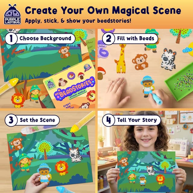 Detalle 2 de Purple Ladybug My BeadStories Animal World DIY Bead Art Kit for kids (ages 4–8)