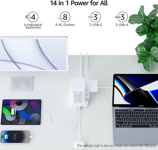 Thumbnail 2 de Toomke 8 Way Tower Extension Lead with USB