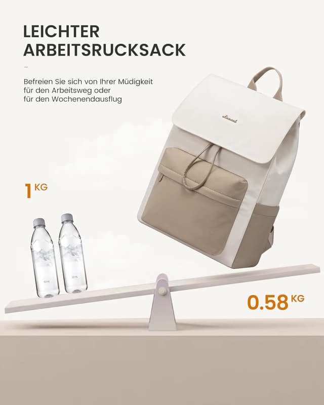 Detalle 1 de LOVEVOOK Damen-Rucksack mit 15,6-Zoll-Laptopfach – leichter Schulrucksack mit wasserabweisendem Material
