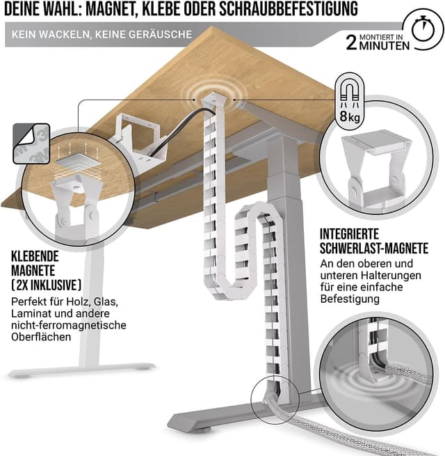 Detalle 1 de Kabelführung Schreibtisch Flexible Kabelkanal Weiß
