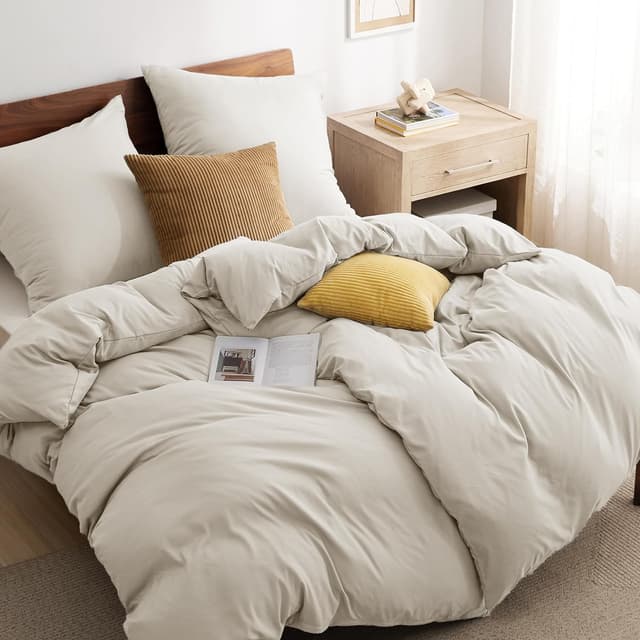 Detalle de BEDSURE Bettwäsche 135x200 4tlg Leinen