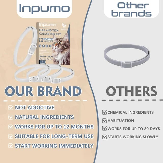 Detalle de Collier anti-puces pour chats réglable et imperméable (48 cm) – protection jusqu’à 12 mois, huiles essentielles