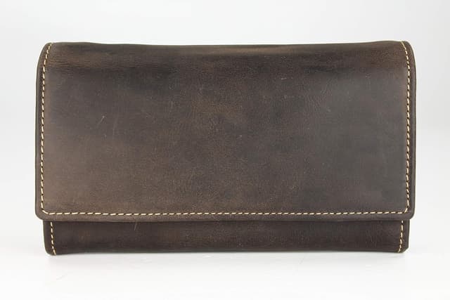 Detalle 2 de Belli Vintage Leder Damen-Geldbörse lang mit vielen Kartenfächern, braun – 17,5 x 10 x 4 cm