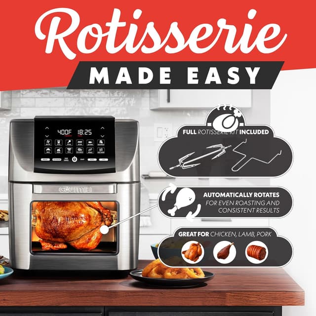 Detalle 2 de Gourmia 14 Qt Air Fryer All-in-One Rotisserie Oven with Digital Display, 12 Presets, 1750W