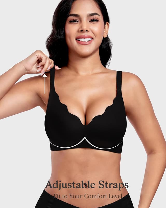 Detalle 2 de Vinfact Women’s Plunge V Floral Non Wired Push Up Padded Everyday Bra