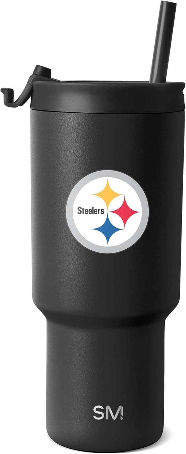Detalle de Simple Modern 30 oz Tumbler with Flip Lid and Straw Lid (Pittsburgh Steelers Licensed)