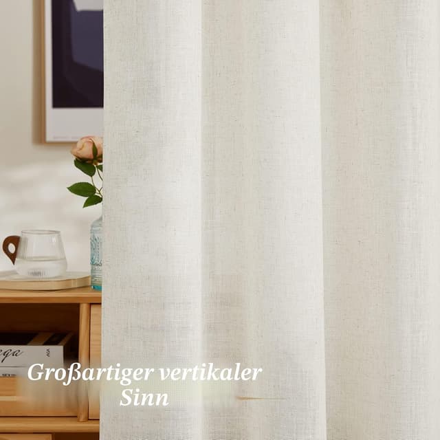 Thumbnail 6 de PONY DANCE Leinenvorhang Creme 245x140 cm