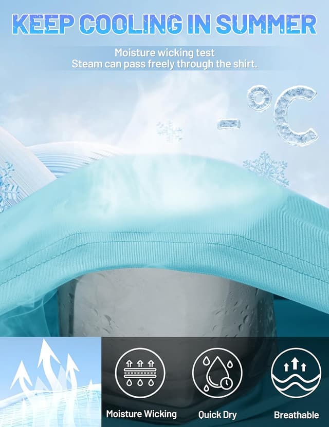 Detalle de TACVASEN men’s UPF 50+ sun protection hoodie rash guard long-sleeve