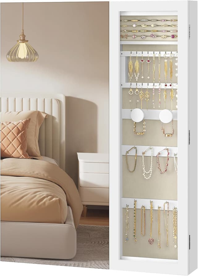 Detalle 2 de SONGMICS JJC001W01 Armario Joyero con Espejo y Cerradura