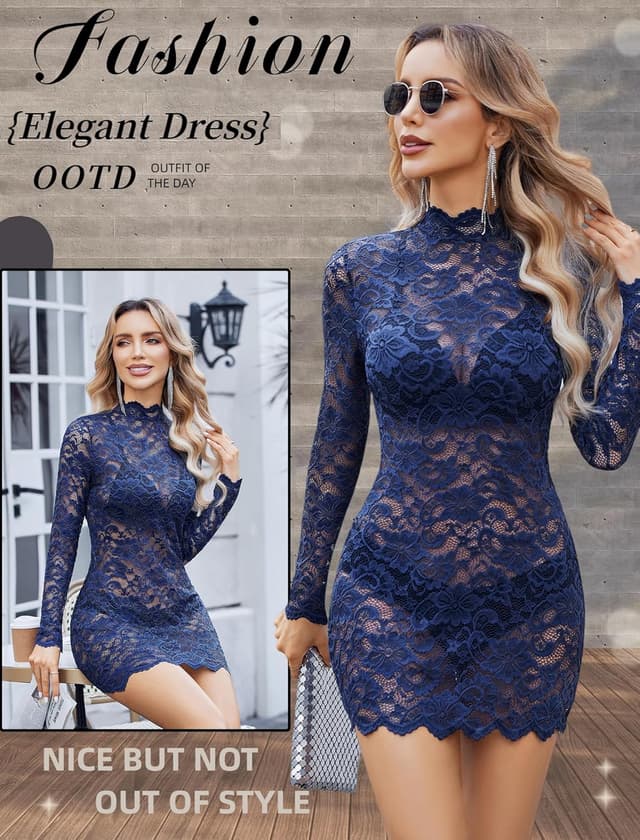 Detalle 2 de Avidlove Sheer Lace Mini Dress 1pc