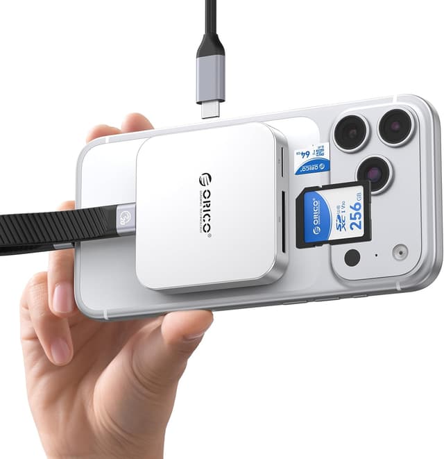 Detalle de ORICO Lecteur de cartes SD magnétique USB-C avec charge PD 100W et double emplacement SD/TF (3.0) – jusqu’à 104 Mo/s