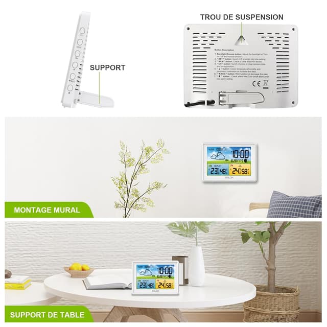 Detalle de Station météo sans fil 1 capteur, écran LED