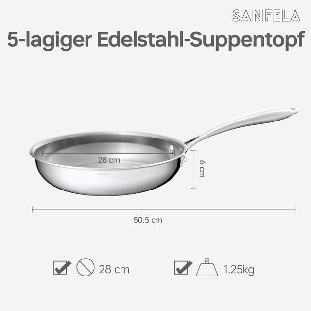 Detalle 2 de SANFELA set padelle acciaio 5 strati 3 pezzi