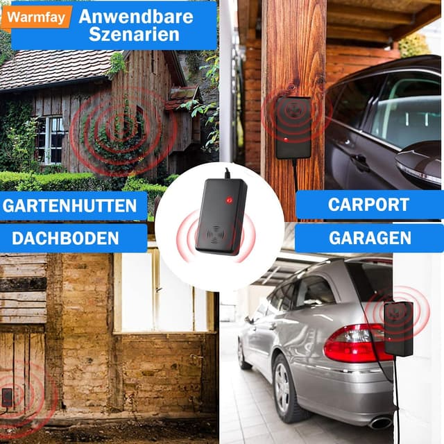 Detalle de Warmfay Marderschreck mit Ultraschall-Stecker – bis ca. 50 m², Vario-Frequenz und Anti-Gewöhnungseffekt