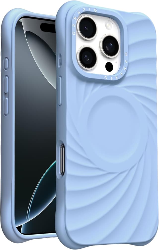 Detalle de ORNARTO Vortuxe iPhone 16 Pro Max Case (6.9") with MagSafe — Sky Whisper Liquid Silicone Cover