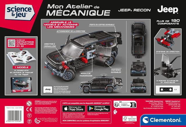 Detalle de Clementoni Jeep Recon à construire dès 8 ans : jeu de construction tout-terrain militaire