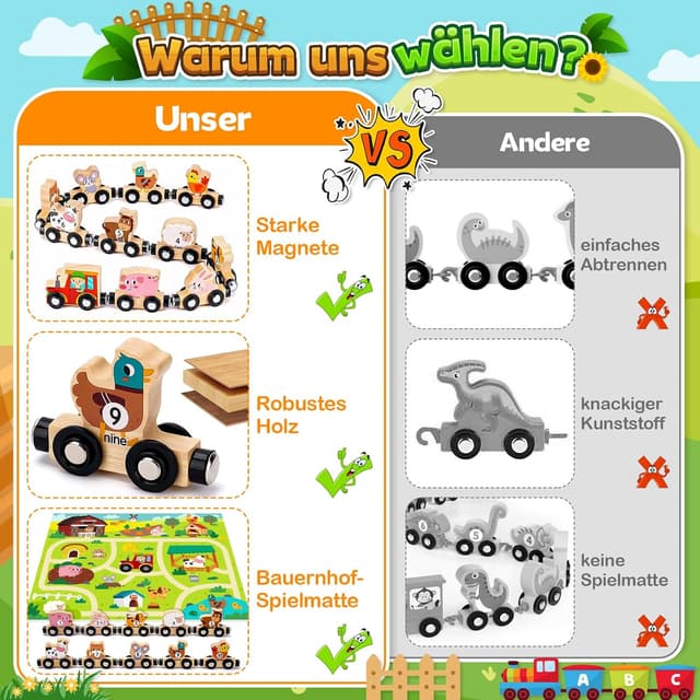 Thumbnail 3 de Montessori Spielzeug Magnetic Zug 10 Teile