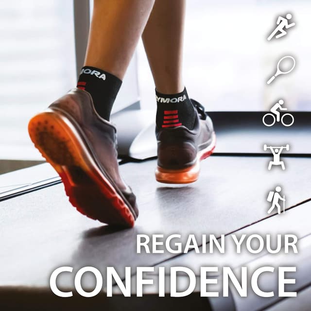 Detalle 2 de Rymora Foot Compression Socks Sleeves (Black) – Ease plantar fasciitis discomfort for heel, arch & ankle support (Large, 25–29cm arch circumference)