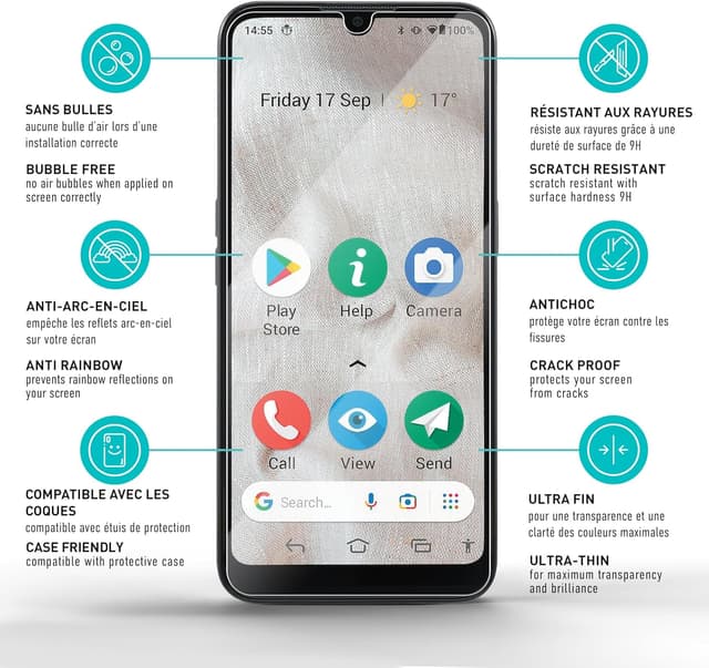 Detalle de smartect Verre Trempé (3 pièces) pour Doro 8100 / Doro 8200 – Anti-rayures, dureté 9H, sans bulles