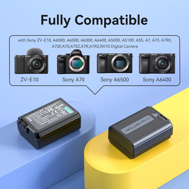 Detalle 2 de ENEGON NP-FW50 Type-C charging port battery (1500mAh) for Sony ZV-E10, A6xxx, A7 series and more