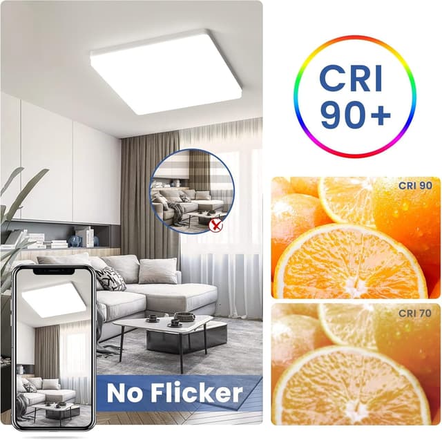 Detalle de EASY EAGLE Plafoniera LED da soffitto quadrata 48W, 4000K, 4800 lm, IP44 (Ø 30 cm)