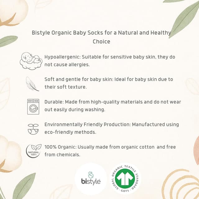 Detalle 2 de bistyle Baby-Socken aus Baumwolle (6 Paar) für Neugeborene 0–6 Monate bis 2–3 Jahre – nahtlos, Stopper