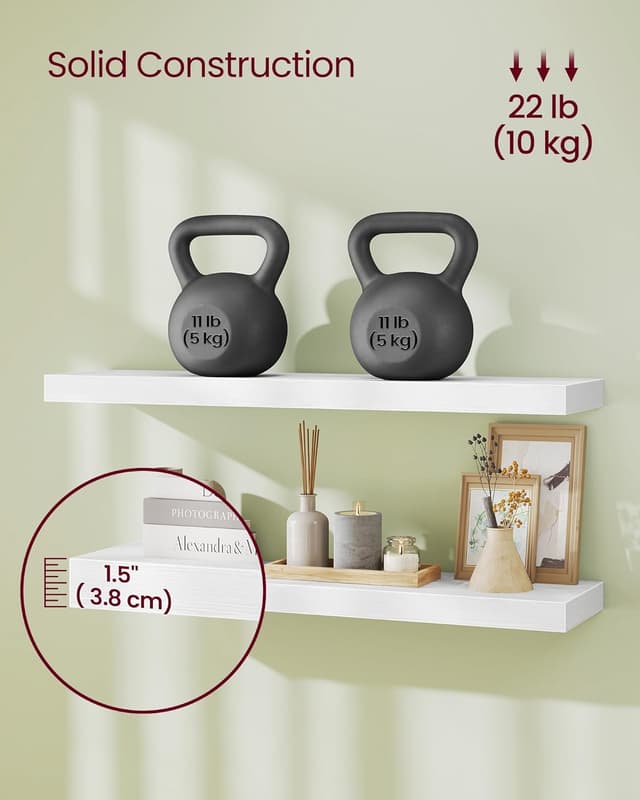 Detalle de VASAGLE LWS028WE01 floating shelf 20 x 80 cm