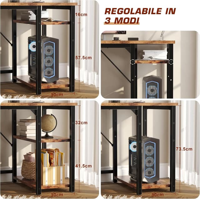 Detalle 2 de JUMMICO Scrivania 100 x 50 cm con 2 ripiani e separatore regolabile (destro o sinistro)