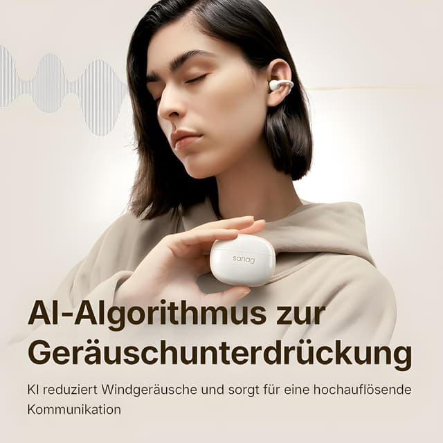 Detalle de SANAG Z60S Open-Ear Clip-On Kopfhörer mit Bluetooth 5.4, IPX4 und bis zu 50 Std. Wiedergabe