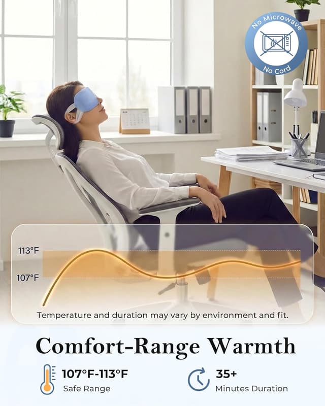 Detalle 2 de 16 Pack Steam Eye Mask for Dry Eyes — Self-Heating Warm Compress (FSA/HSA Eligible), Disposable, No Microwave, Unscented