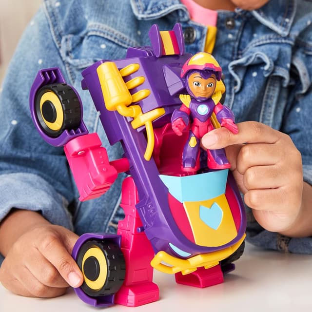 Detalle de Marvel Ironheart 2-in-1 Mech Suit & Vehicle Action Figure Set (Ironheart Mech-to-Vehicle Transforming Toy) — Ages 3+