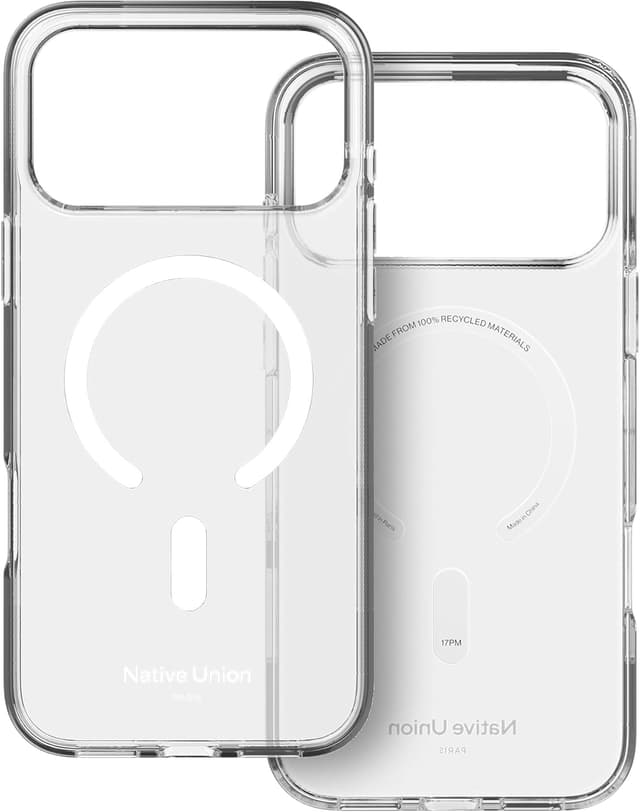 Detalle de Native Union (Re)Clear Case for iPhone 17 Pro Max – Transparent anti-yellowing, MagSafe compatible drop case with recycled materials