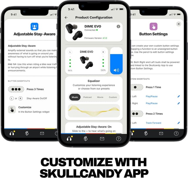 Detalle 2 de Skullcandy Dime Evo Wireless Earbuds (True Black) with Up to 36 Hours Battery and Rapid Charge