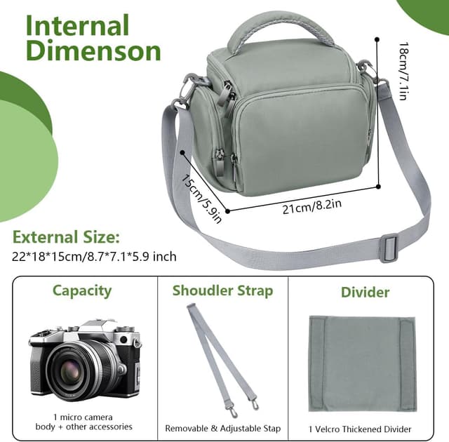 Detalle 2 de Étui photo reflex Ainiv : sac étanche antichoc avec bandoulière réglable (compatibilité Canon, Sony, Nikon)