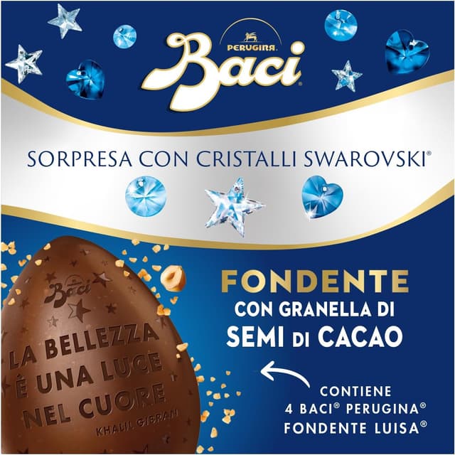 Detalle de Baci Perugina Uovo di Pasqua 2026 al cioccolato fondente con granella di nocciole, 310 g