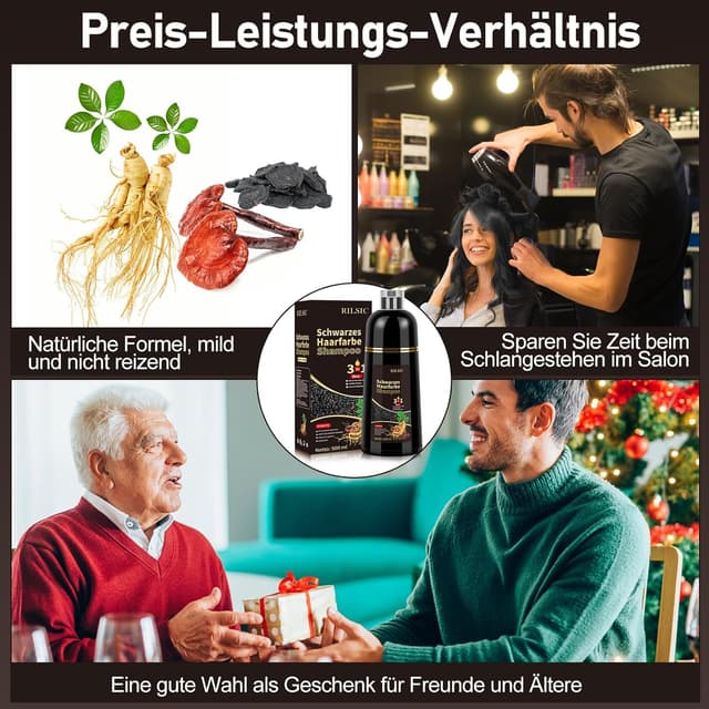 Thumbnail 4 de 500ML Haarfarbe Schwarz 3in1 Haarfärbeshampoo