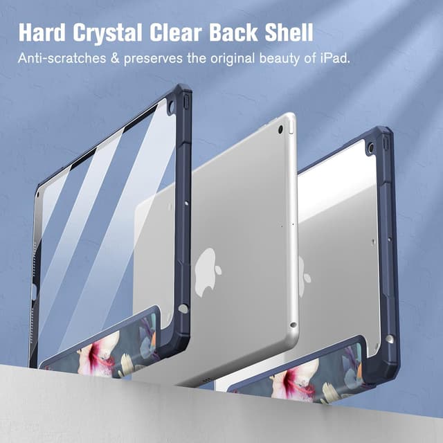 Detalle 2 de Fintie Hybrid Hülle mit Stifthalter für 10,2" iPad (9./8./7. Gen, 2019–2021) – Stoßschutz mit transparenter Rückseite, Hibiskus
