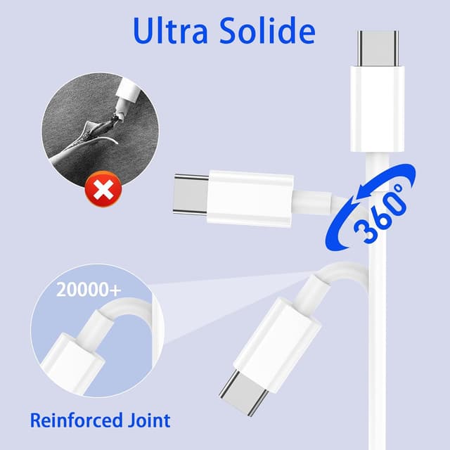 Detalle 2 de USB-C Charger Cable 3-Pack (USB-A to USB-C), 1m Fast Charging Lead