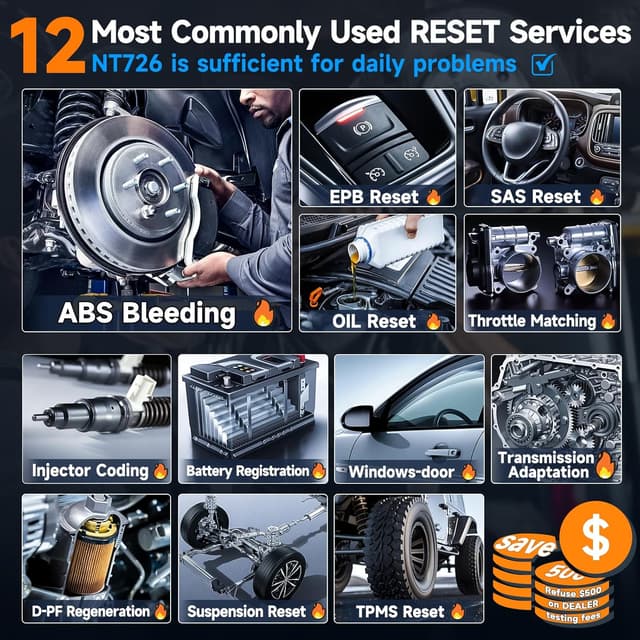 Detalle 2 de FOXWELL NT726 OBD2 Scanner 12 Resets