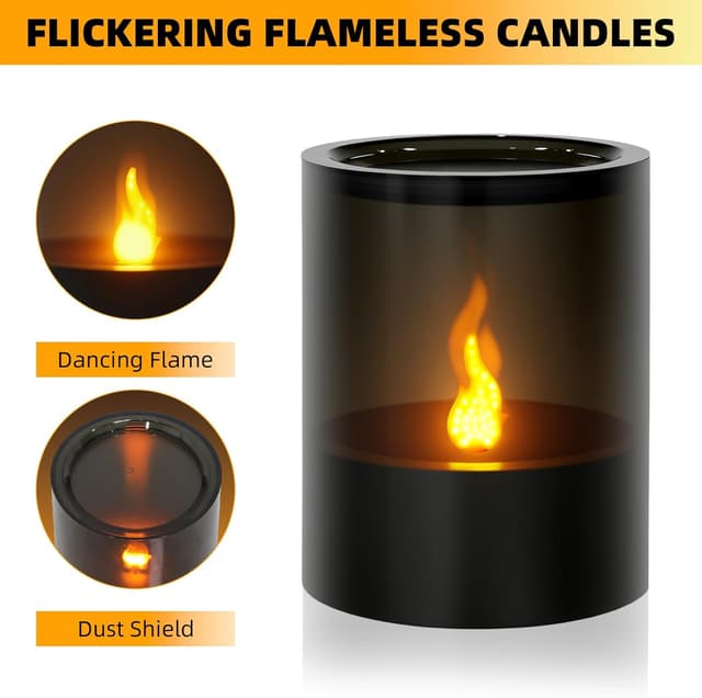 Detalle 2 de Dixmas flammenlose LED-Kerzen im Acryl-Design, batteriebetrieben – 2er-Set (8 x 10 cm)