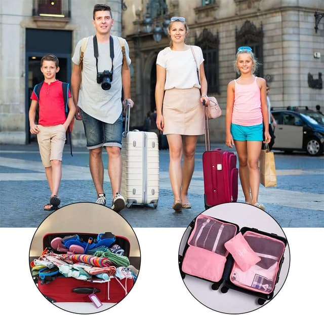 Thumbnail 6 de OSDUE Organizer Valigia da viaggio con sistema di cubi (9 pezzi) in nylon, set rosa