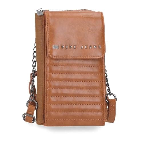 Detalle de Pepe Jeans Biker Bandolera portamóvil Marrón 11x20x4 cm