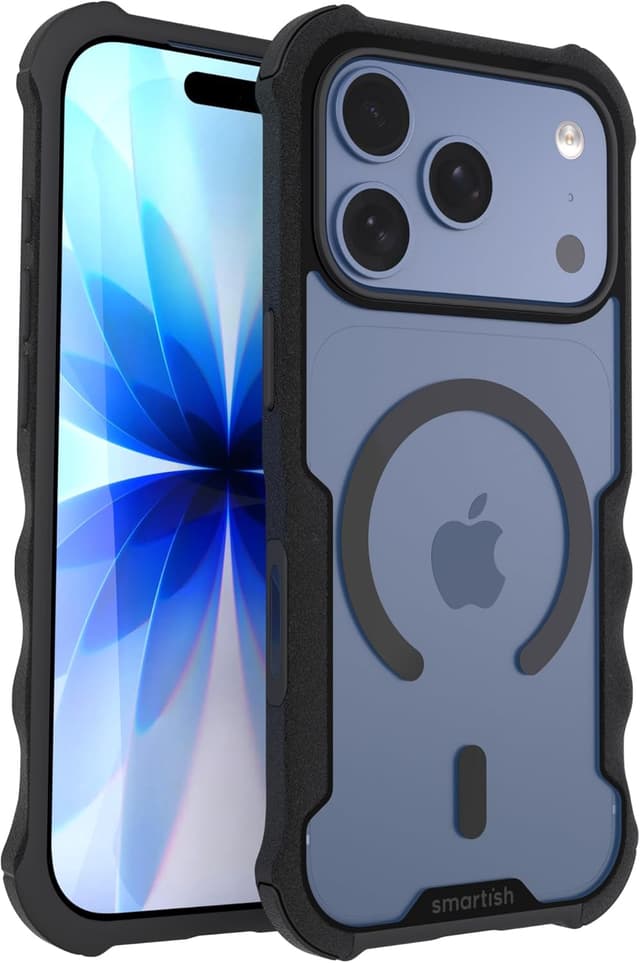 Detalle de Smartish iPhone 17 Pro Max MagSafe Case (Gripzilla) – Rugged, heavy-duty magnetic protection, Clearly Black