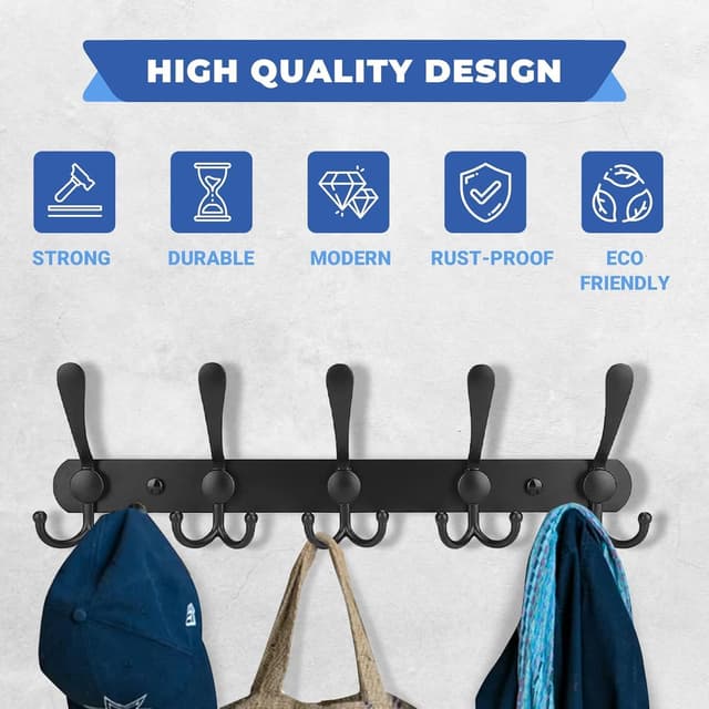 Detalle 2 de GlazieVault coat hooks 2 pack, wall mounted