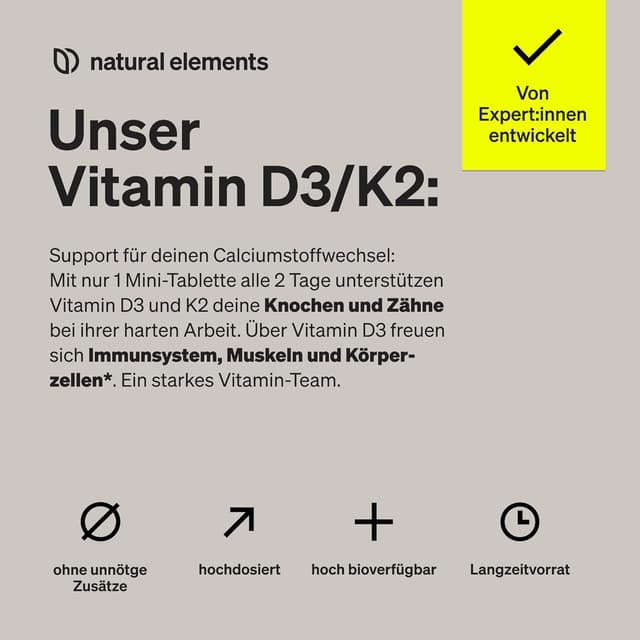 Thumbnail 2 de Natural Elements Vitamin D3 + K2 Tabletten 240 mg?